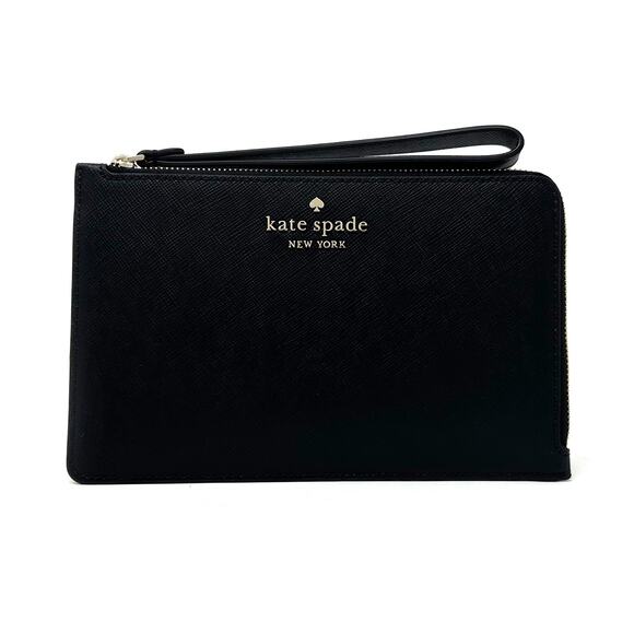 Kate Spade Staci Medium L-Zip Wristlet Wallet in Black Leather wlr00134 - Picture 1 of 8
